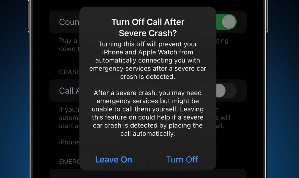 自贡苹果14维修分享 iPhone 14 和 Apple Watch 上关闭崩溃检测 